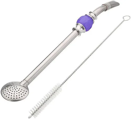 Vista 10 de SHERCHPRY Colador de acero inoxidable pajitas de acero inoxidable con cuchara de filtro, cepillo de limpieza, pajitas para yerba mate bombilla paja