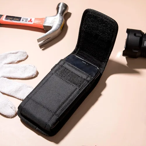Vista 4 de PiTau Funda para iPhone 13 Mini, 12 Mini - Soporte de nailon resistente para cinturón de teléfono celular para hombres, funda con clip