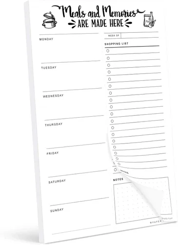 Bloc de notas de planificación de comidas con 52 hojas arrancables, almohadilla magnética para planificación de comidas para refrigerador de 6 x 9