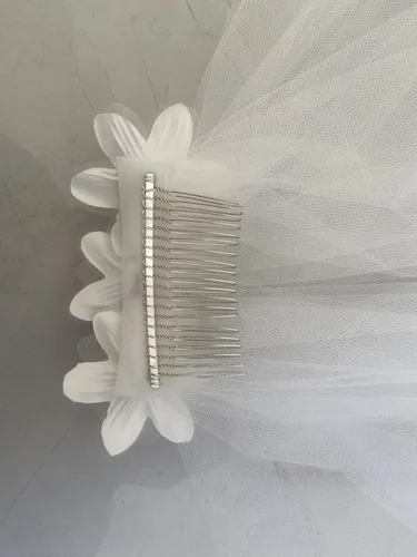 Vista 4 de Velos de tul de dos capas para la primera comunión con corona de tiara para boda, fiesta de graduación