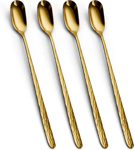 Vista 9 de YFWOOD Cuchara de té helado de mango largo de 9.1 pulgadas, cuchara de helado, cucharas de café largas, cucharas de cóctel de acero inoxidable