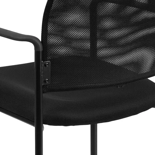 Vista 7 de Flash Furniture Jana Comfort Silla auxiliar apilable de acero con brazos de malla negra