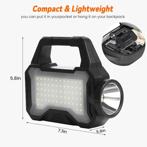 Vista 9 de linterna solar, linterna multifuncional solar, linterna LED, cargador de teléfono celular, carga USB, adecuada para el hogar, pesca, camping al aire