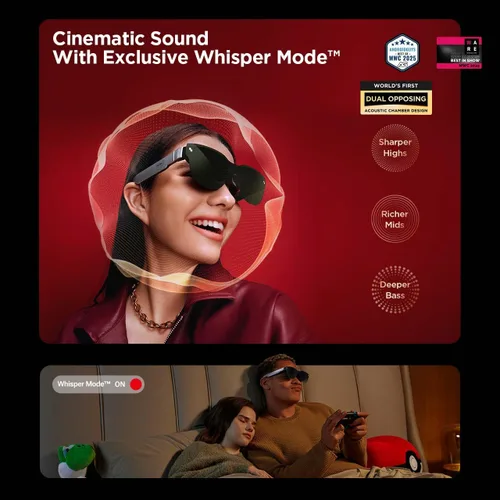 Vista 7 de RayNeo Air 3s AR/XR Glasses, 201" 120Hz FHD HueView Display, Portable AR Video Eyewear Gaming Glasses for iPhone 17/16/15, Android, Mac, Switch