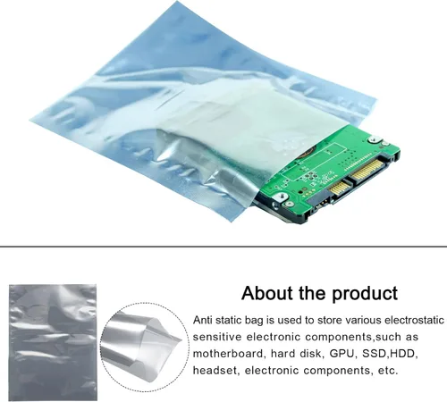 Vista 3 de Bolsas antiestáticas de protección ESD reutilizables, [para dispositivo electrónico GPU disco duro SSD HDD placa madre] - 12 x 24 pulgadas/10