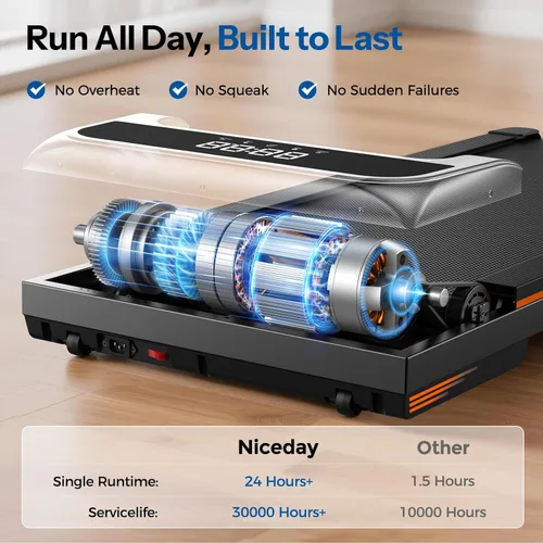 Vista 4 de Niceday Walking Pad Treadmill with 10% Auto Incline, 400lbs Capacity, Under Desk Treadmill for Home Office, 3HP Super Quiet, Magnetic Remote &