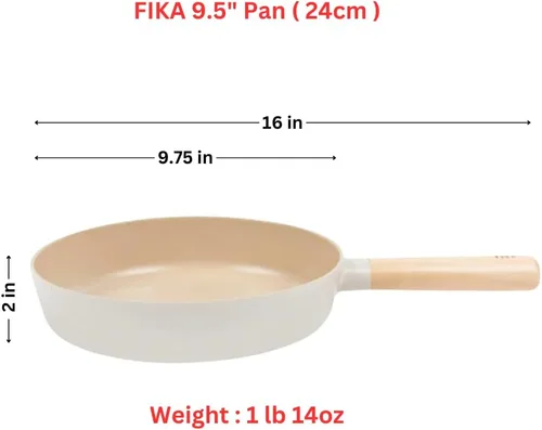 Vista 3 de FIKA - Sartén antiadherente de 9.5 pulgadas con mango de madera, utensilios de cocina compatibles con inducción para todas las estufas, sartén