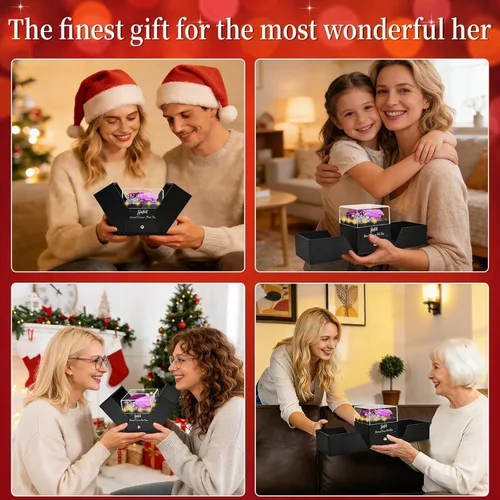 Vista 6 de 2 Rosa Preservada de Regalo para Mujeres - Rosa Eterna con Collar "Te Amo" - Regalos Románticos de Cumpleaños para Novia, Mamá, Esposa, Abuela