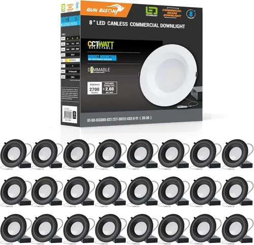 Vista 19 de Downlight LED empotrable de 4 pulgadas con caja de conexión, potencia ajustable 9/12/15W, 3 colores seleccionables 3000K-5000K, 120-277V, 0-10V