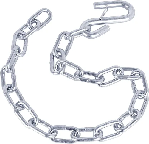 Vista 2 de NBJINGYI 1/4" X 27" 2 piezas, cadena de seguridad para remolque de grado 30 con ganchos de resorte y un gancho en S