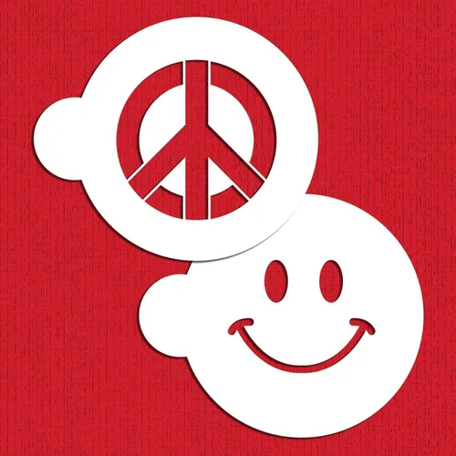 Vista 2 de Designer Stencils Juego de plantillas de galletas de paz y felicidad, beige/semitransparente