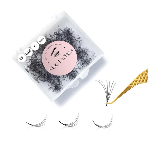 Vista 12 de 500 Extensiones de pestañas postizas en abanico 5D-20D, 0.03-0.05-0.07 Grosor, Rizos C/CC/D, 8-18mm Extensiones de pestañas postizas con volumen