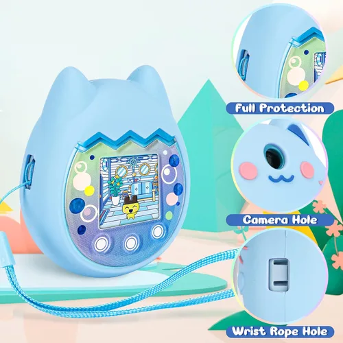 Vista 4 de Funda de transporte y funda de silicona compatible con la máquina de juego virtual Tamagotchi Pix para mascotas, (5 en 1) Funda de silicona