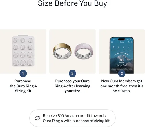 Vista 2 de Oura - Kit de medición de tallas para anillo Oura Ring 4, mide el tamaño antes de comprar, tallas únicas