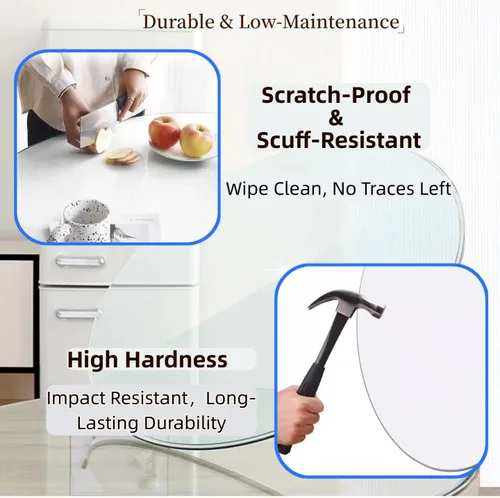 Vista 6 de Mesa redonda de vidrio templado de 20 pulgadas de grosor de 1/4 pulgadas - Borde pulido plano