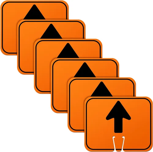 Vista 10 de Geetery 9 letreros de desviación naranja con flecha de tráfico, cono de carretera, direccional superior, izquierda, derecha, recta, para barricada