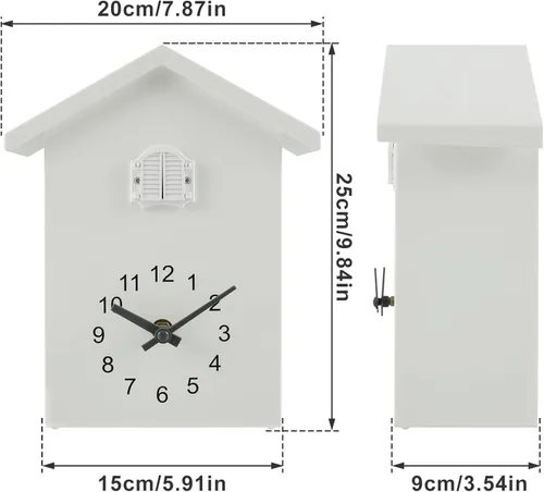 Vista 4 de Reloj de pared de cuco con voces de pájaro de cuco, reloj de cuco de madera con péndulo, funciona con pilas, reloj de cuco, casa de pájaros, arte
