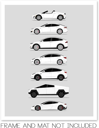 Vista 38 de Custom Car Posters Póster hecho a mano compatible con Tesla Generations e impresión de Roadster, Model S, Model X, Model 3, Model Y, Cyber Truck