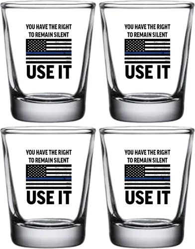 Vista 6 de Rogue River Tactical Línea azul divertida regalo de vidrio de tiro para policía policía policía permanece en silencio