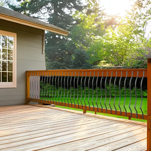 Vista 5 de Akenow Paquete de 51 balaustres curvos, balaustres de cubierta de hierro resistente de 29.5 pulgadas con tornillos, balaustres de arco ondulado