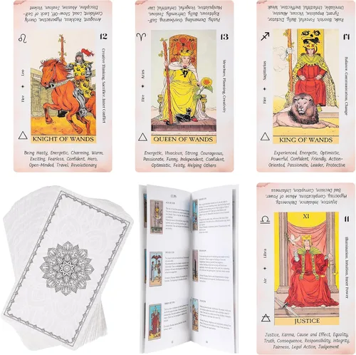 Vista 9 de Fofeadm - Cartas de tarot con libro guía y bolsa de lino de transporte, mazo de 78 cartas de tarot clásicas originales, juego de adivinación