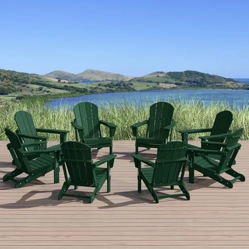 Vista 22 de WestinTrends Malibu - Juego de 2 sillas Adirondack plegables de polietileno para exteriores, color blanco