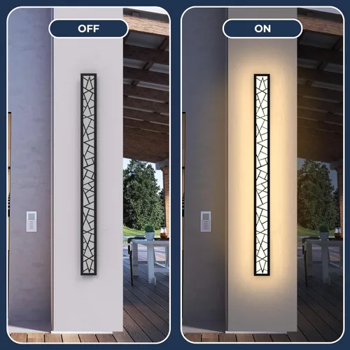 Vista 5 de Luces de Pared al Aire Libre 60cm Apliques de Pared Modernos al Aire Libre LED Apliques Largos de Pared Negros Luz de Porche Frontal Impermeable Luz