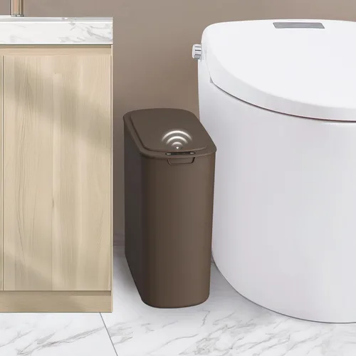 Vista 11 de Cesun Cubo de basura negro con sensor de movimiento automático para baño con tapa, cubo de basura sin contacto de 2.6 galones, cubo de basura