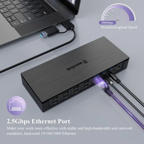 Vista 5 de WAVLINK Estación de acoplamiento USB-C Quad 4K con PD de 100 W para Thunderbolt 4/3, Mac M1 M2 M3 M4, Windows/Chrome, USB C Universal Displaylink