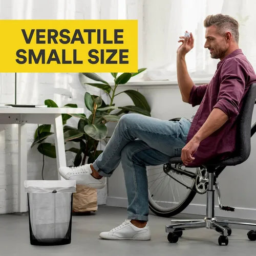 Vista 7 de Bolsas de basura pequeñas de 4 galones con cordón, 57 bolsas de basura pequeñas blancas sin perfume, bolsas de basura de plástico, suministros