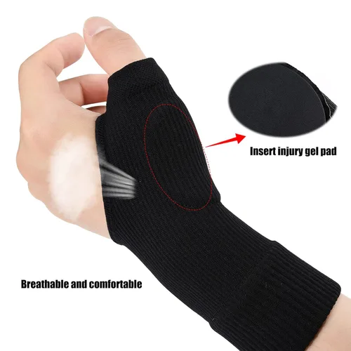 Vista 4 de Guantes de compresión con soporte para pulgar y muñeca (1 par), mangas de compresión transpirables con almohadillas de gel suaves para tendinitis