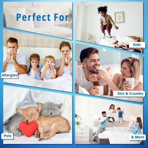 Vista 6 de National Allergy Premium Protector de almohada con cierre de 100% algodón - Tamaño estándar - Blanco - 300 hilos - Funda de almohada hipoalergénica