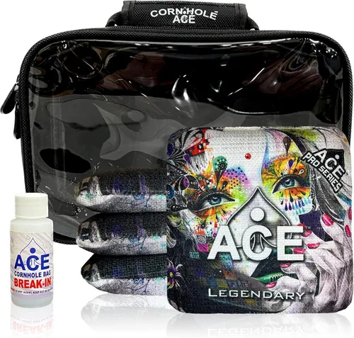 Legendario | Bolsos Cornhole ACE Pro + Kits PRO | De doble lado, resbaladizos y pegajosos para todo clima | Bolsa de descanso opcional y estuche de