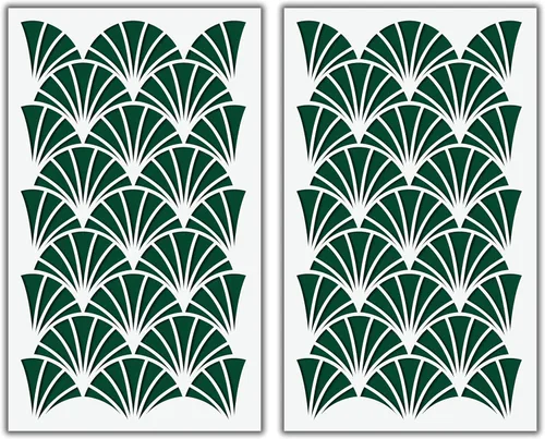 PINKIPO 2-Pack Flower Fan Wall Stencil for Painting, Large Floral Nature Stencils, Reusable Allover Pattern for Walls, Floors and Furniture