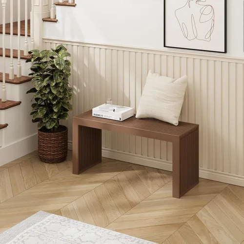 Vista 12 de Banco de comedor de bambú, banco de mesa de cocina de 35 pulgadas, decoración de casa de campo, banco de zapatos de entrada, banco al aire libre