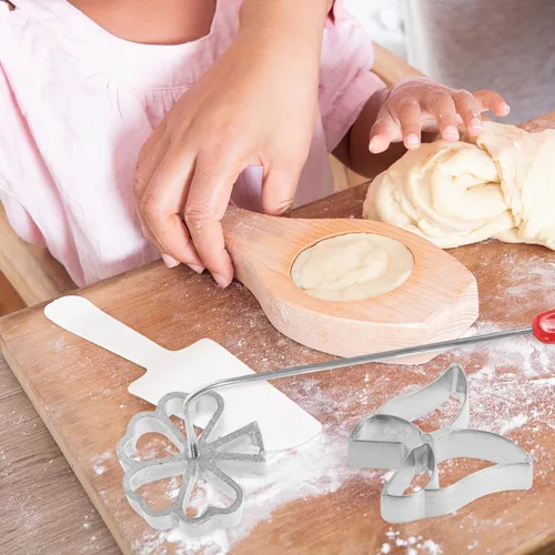 Vista 9 de Kichvoe Molde para Bunuelos con asa, 5 piezas rosetón timbal hierro set gofres moldes con mango embudo pastel anillo Molde para Buñuelos De Viento