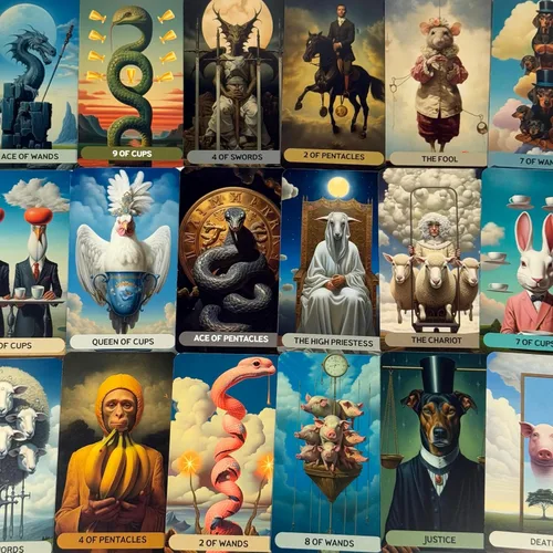 Vista 3 de CRAFTERIAN Majestic Realm Tarot Tarot, baraja de 78 cartas con bordes de aluminio, cartas de tarot originales para principiantes y expertos