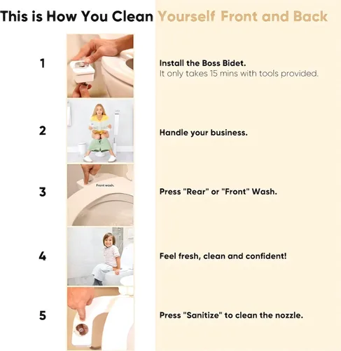 Vista 6 de Boss Bidet Revolution Cool Water. Accesorio de bidé para inodoro. Diseño de lujo, rociador de bidé de baño para inodoro, apagado automático,