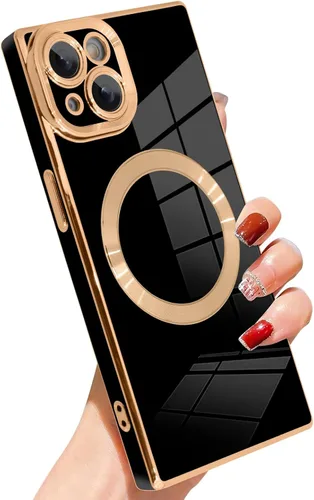 Vista 82 de SAKUULO Funda para iPhone 15 Pro Max, bonita funda dorada chapada para mujeres y niñas, TPU suave, a prueba de golpes, protección completa elevada