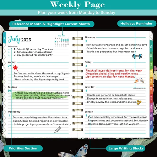 Vista 4 de Planner 2026-2027 - Weekly & Monthly Planner, Academic Planner 2026-2027 BLACK-67