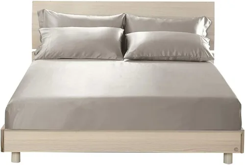 Vista 9 de LilySilk Juego de sábanas bajeras de 3 piezas, 100% seda de morera grado 6A, 2 fundas de almohada y 1 sábana bajera, bolsillo profundo de 16 Negro