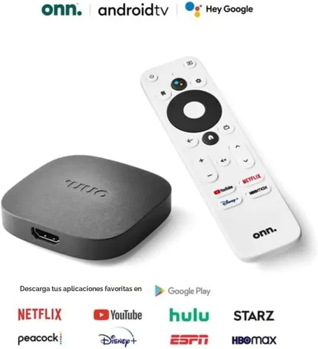 Vista 5 de ONN Android TV 4K UHD Dispositivo de transmisión con control remoto por voz Asistente de Google y cable HDMI de alta velocidad (100026240) Negro