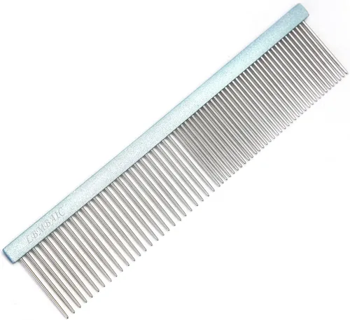 Peine de metal para el aseo de perros para eliminar enredos, nudos, alfombrillas. Peines para perros con dientes largos y anchos para cabello largo