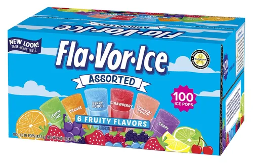 Vista 4 de Otter Pops Paletas congeladoras originales surtidas (100 unidades) y Fla-Vor-Ice Popsicle (100 unidades)