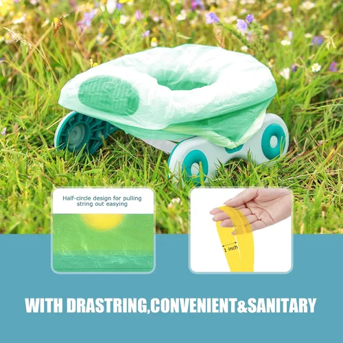 Vista 4 de VISATOR Bolsas de viaje portátiles para sillas de orinal universales con cordón, 90 unidades (18 x 20 pulgadas) (verde)