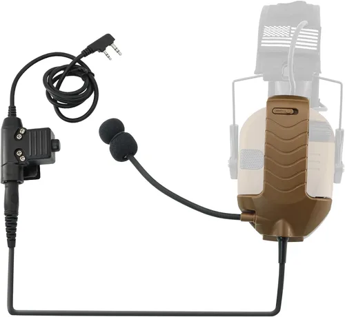 Micrófono y PTT para auriculares con cancelación de ruido Walkerrazor Airsoft (Marrón Coyote)