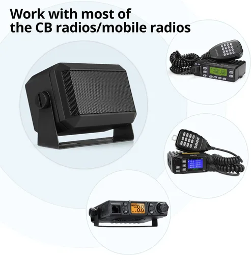 Vista 7 de Radioddity Mini altavoz externo para radio móvil transceptor de coche, 5 W universal portátil, cable de alimentación de 71 pulgadas, 4 x 4