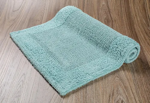 Savi Home Alfombra de baño de 17 x 24 pulgadas, color azul aguamarina, 100% algodón puro, súper suave, color blanco afelpado y absorbente,