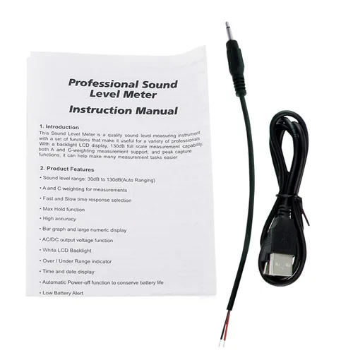 Vista 8 de Instrumento compacto medidor de nivel de sonido profesional con pantalla de retroiluminación Medición de alta precisión 30dB-130dB