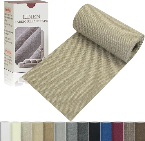 Gheeidau Cinta de reparación de lino de 4 x 70 pulgadas, parche de tela de reparación de sofá autoadhesivo para muebles, sofás, cojines, sillas,